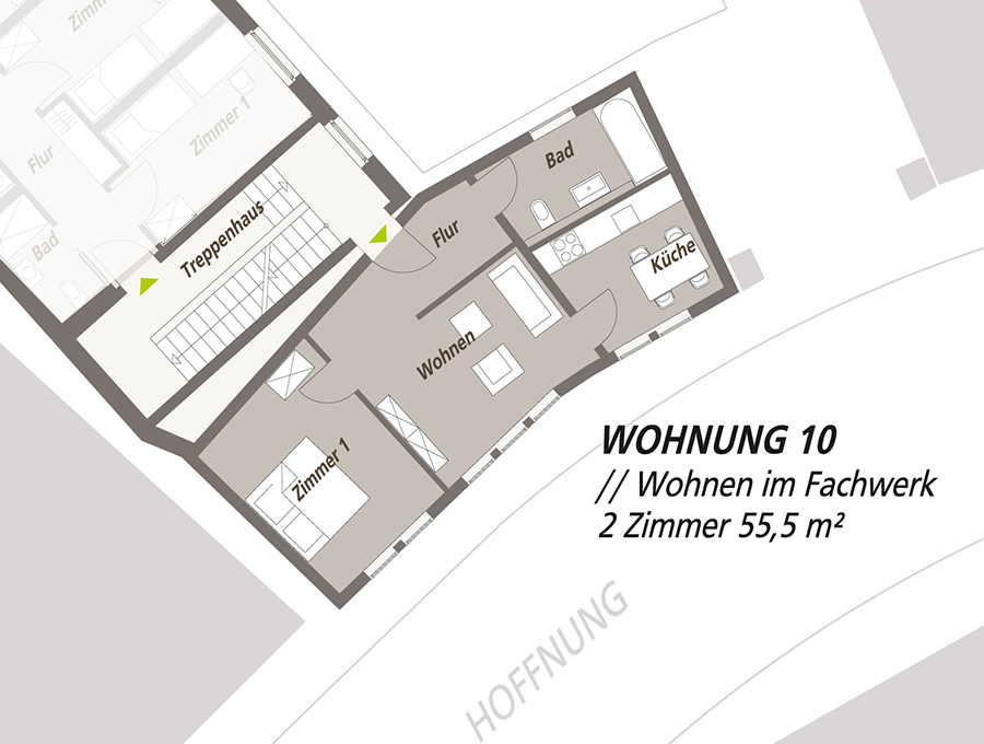 Grundriss 2-Raum-Wohnung "Wohnung 10" Lutherloft