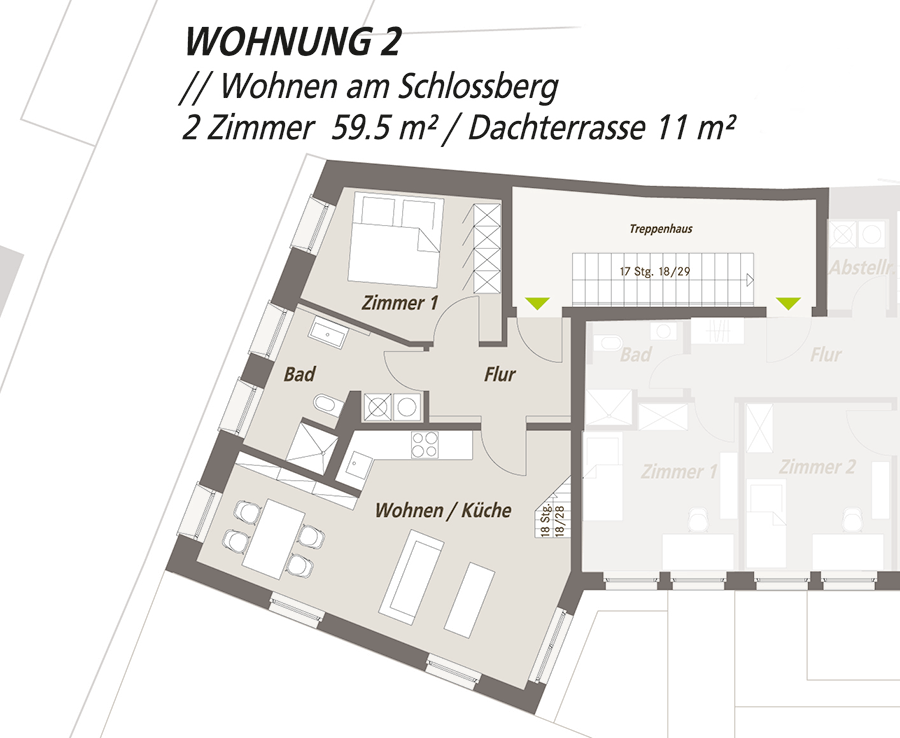 Grundriss 2-Raum-Wohnung "Wohnung 2" Lutherloft