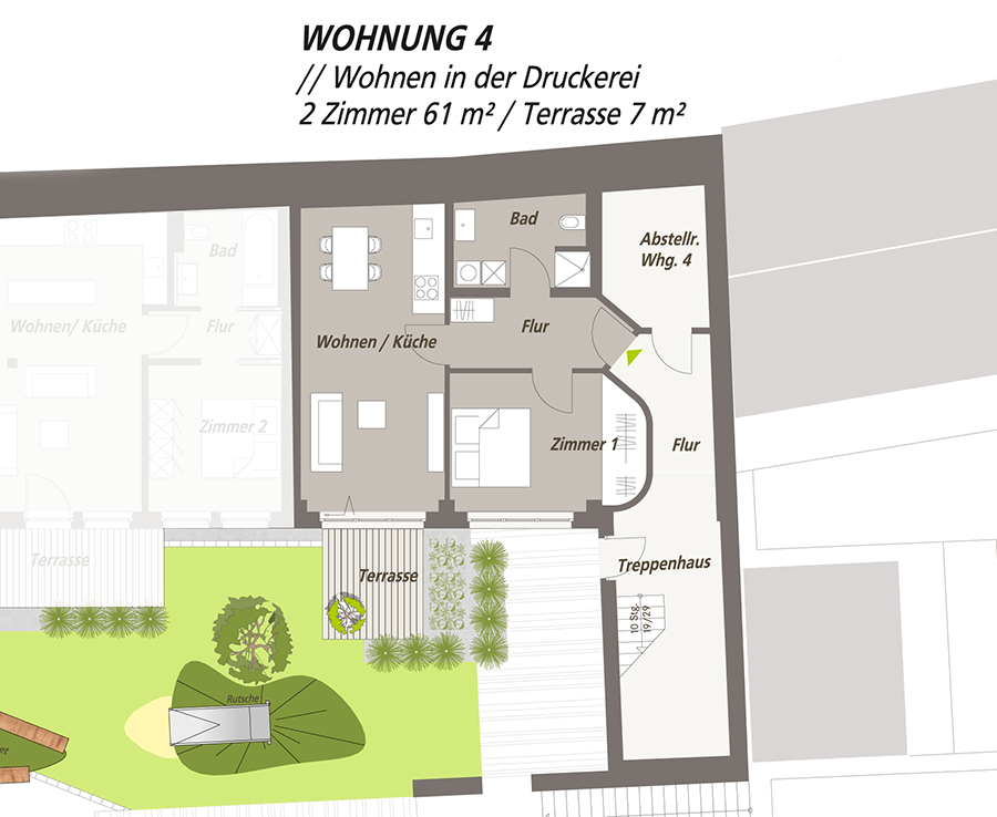 Grundriss 2-Raum-Wohnung "Wohnung 4" Lutherloft