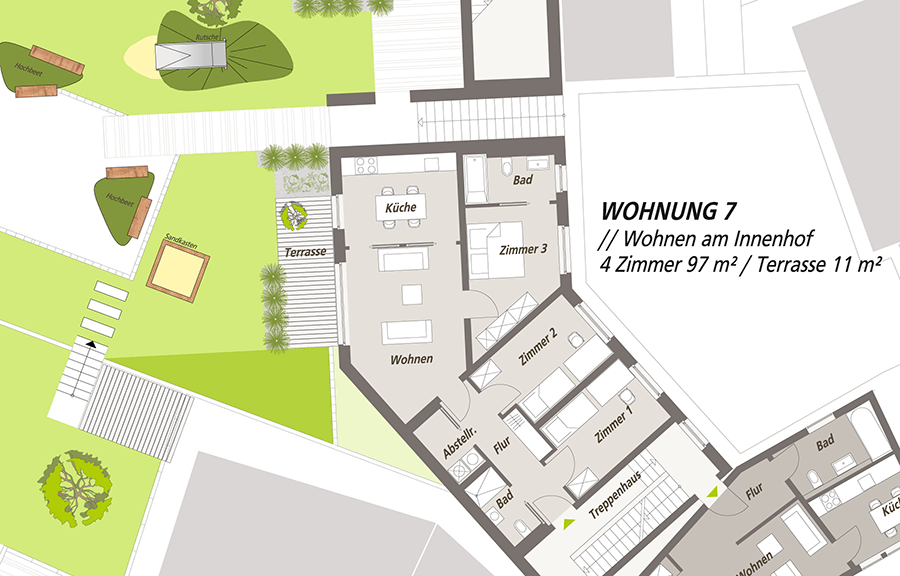 Grundriss 4-Raum-Wohnung "Wohnung 7" Lutherloft