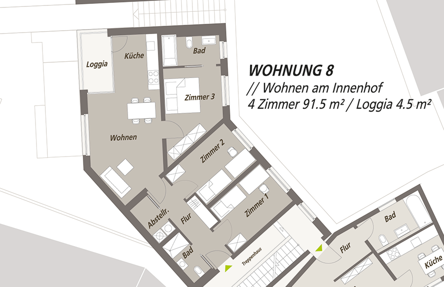 Grundriss 4-Raum-Wohnung "Wohnung 8" Lutherloft