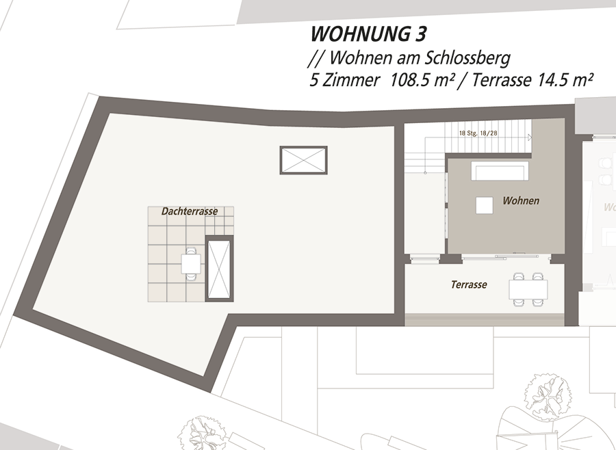 Grundriss 5-Raum-Wohnung "Wohnung 3" Dachterasse Lutherloft