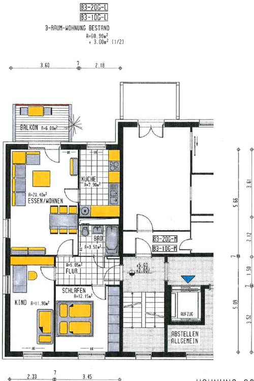 3-Raum-Wohnung 83-1OG-L und 3-Raum-Wohnung 83-2OG-L