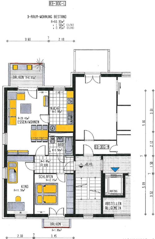 3-Raum-Wohnung 83-3OG-L